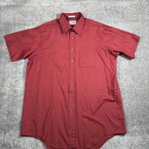 VTG 80s JC Penney Shirt Mens XL Tall Red Short Sleeve Satin Touch 17.5 Button Up